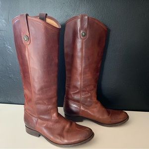 FRYE WOMEN'S MELISSA BUTTON LEATHER RIDING BOOTS - ROUND TOE Size 7.5